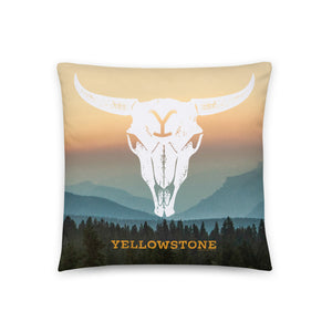Yellowstone Cow Skull Throw Pillow