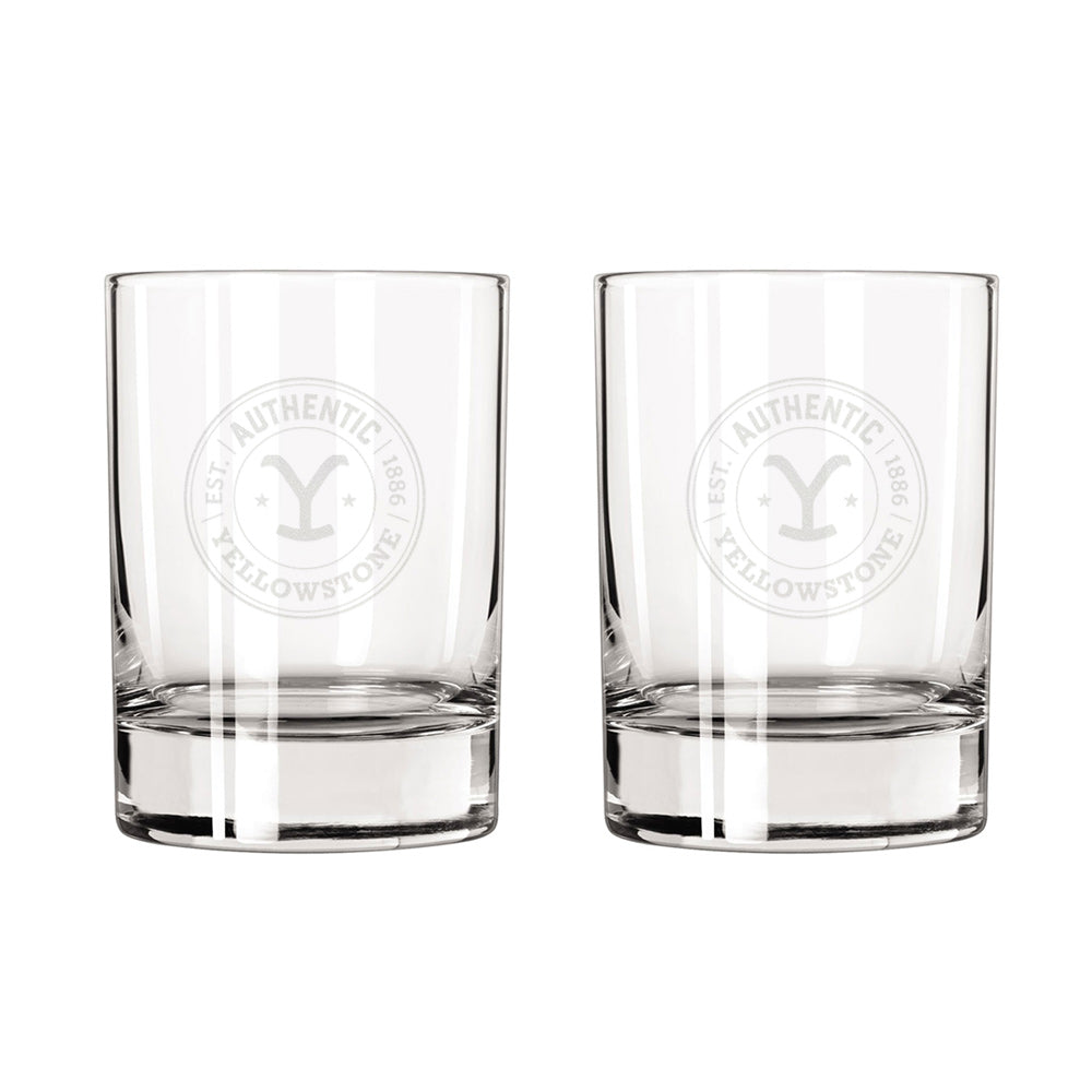Yellowstone Authentic Y Logo Rocks Glass - Set of 2