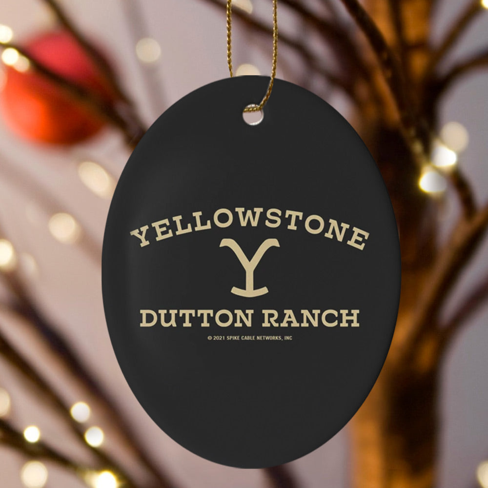 Yellowstone Rancho Dutton Logo Adorno ovalado de cerámica