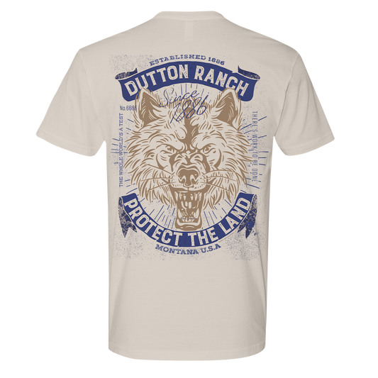 Yellowstone Dutton Ranch Protect The Land Wolf Adult Short Sleeve T-Shirt