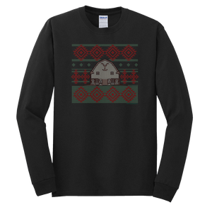 Yellowstone Dutton Ranch Two Color Holiday Barn Adult Long Sleeve T-Shirt