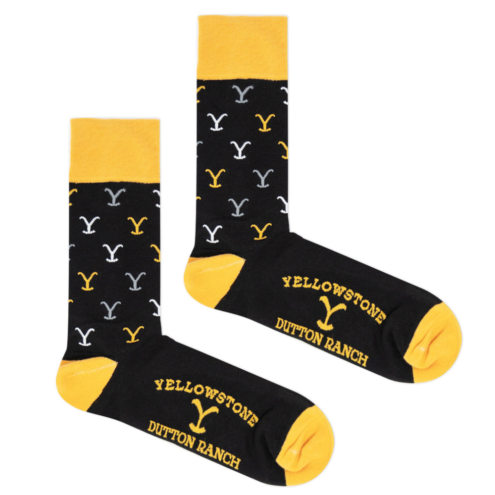 "Yellowstone Dutton Ranch Black Socks "