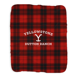Yellowstone Dutton Ranch Plaid Sherpa Blanket