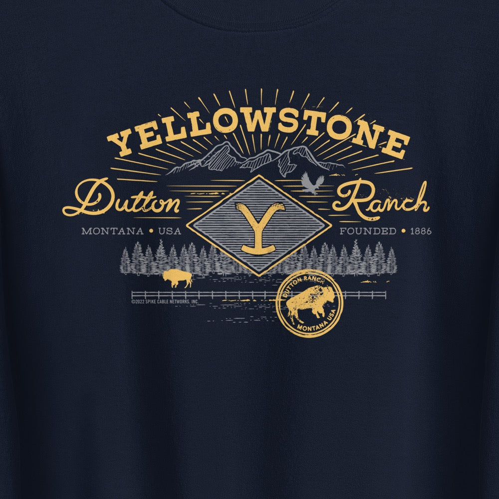 Yellowstone Dutton Ranch Scenery Fleece Crewneck Sweatshirt