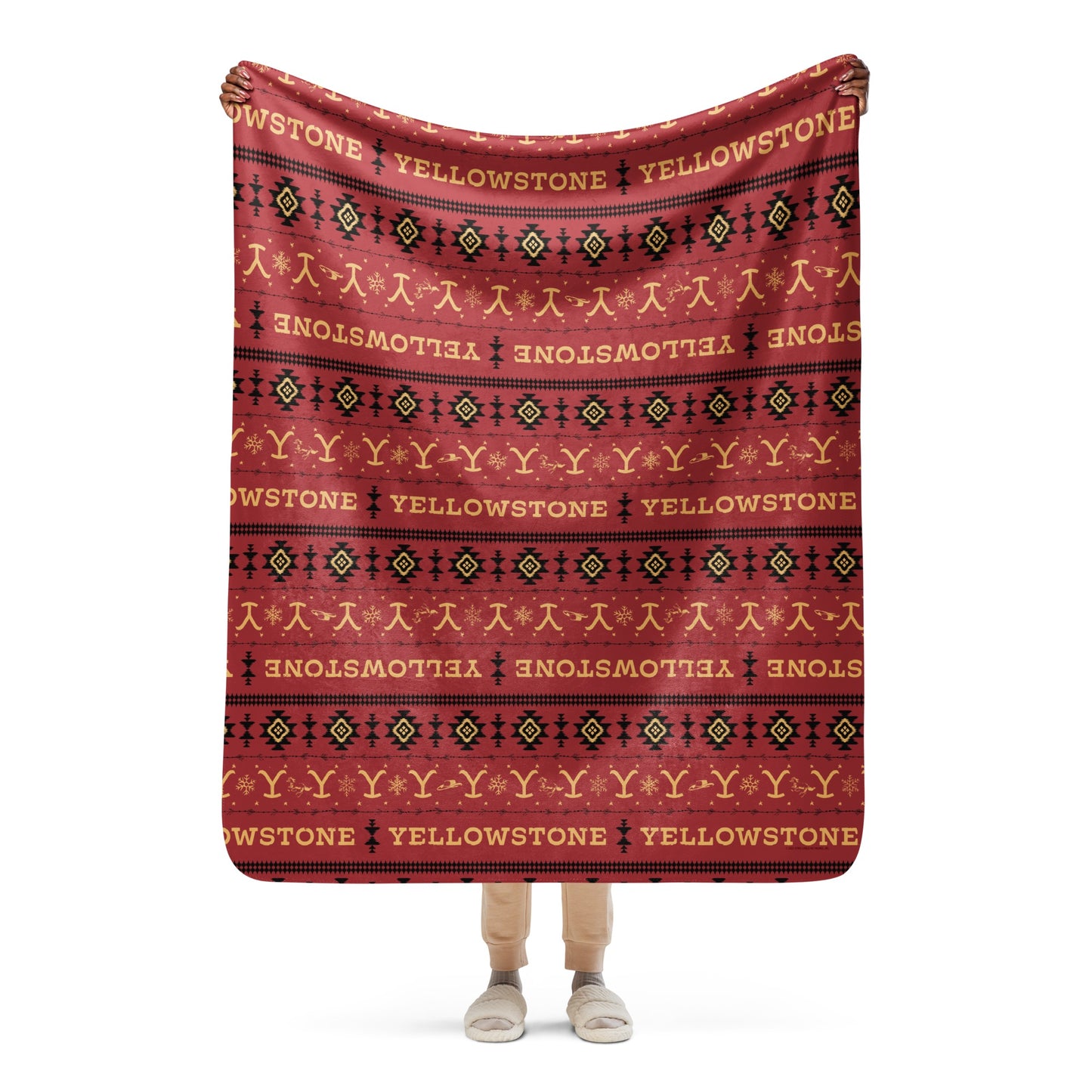 Yellowstone Holiday Aztec Sherpa Blanket