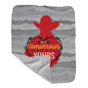 Yellowstone My Tomorrows Are All Yours Cowboy Grey Sherpa Blanket