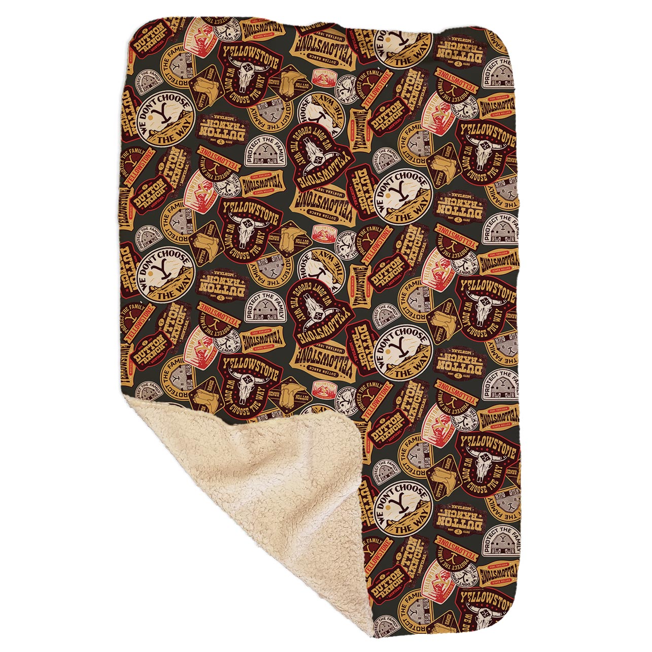 Yellowstone Patches Sherpa Blanket