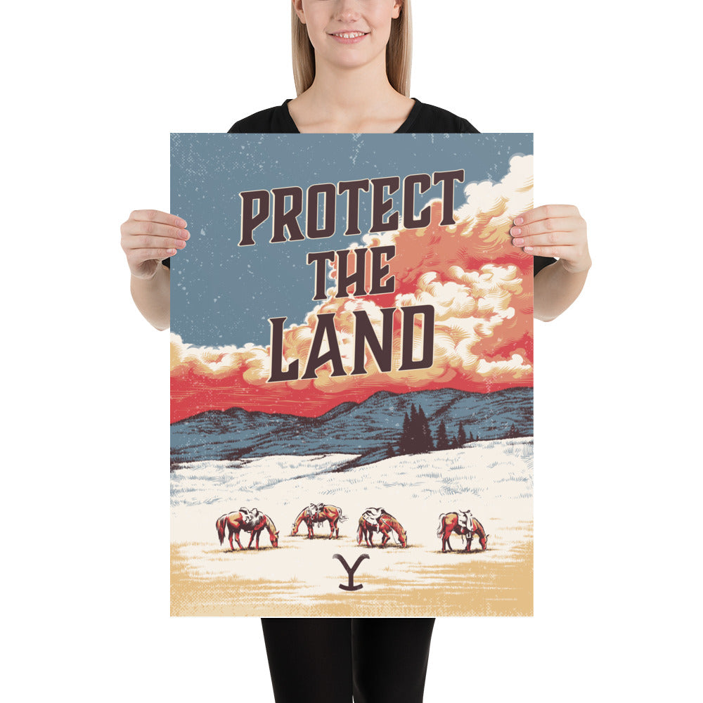 Yellowstone Protect the Land Premium Satin Poster