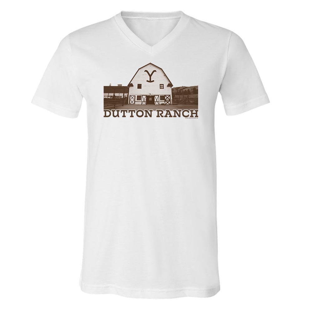 Yellowstone Dutton Ranch Barn Adult V-Neck T-Shirt