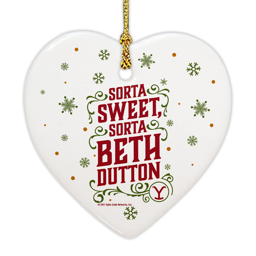 Yellowstone Sorta Sweet Sorta Beth Dutton Holiday Ceramic Heart Ornament