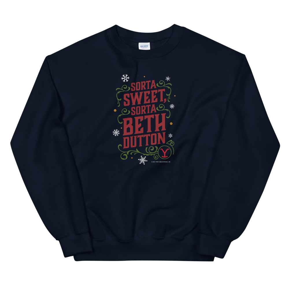 Yellowstone Sorta Sweet Sorta Beth Dutton Holiday Fleece Crewneck Sweatshirt