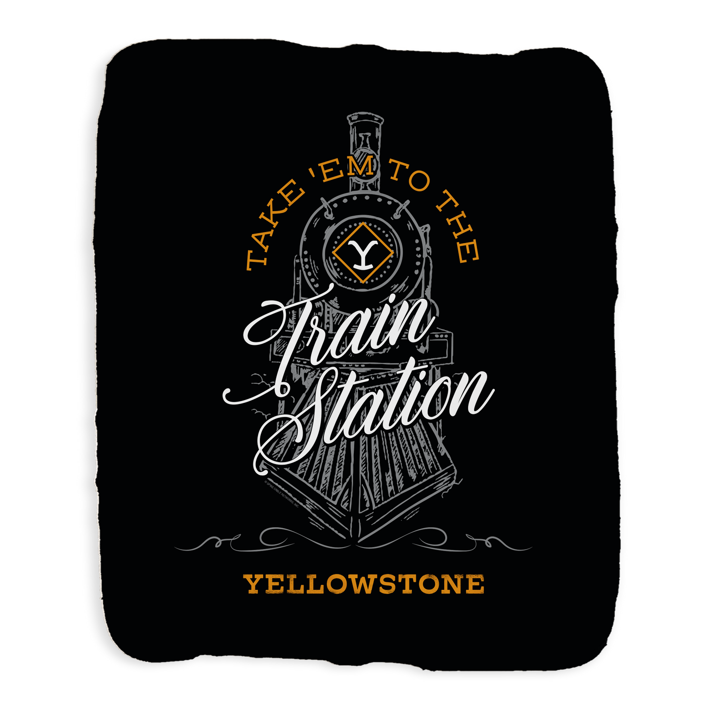 Yellowstone Take 'Em To The Train Station Grey Sherpa Blanket