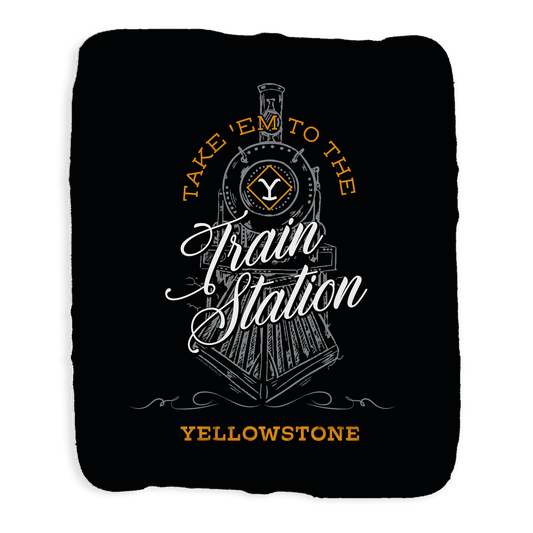Yellowstone Take 'Em To The Train Station Grey Sherpa Blanket