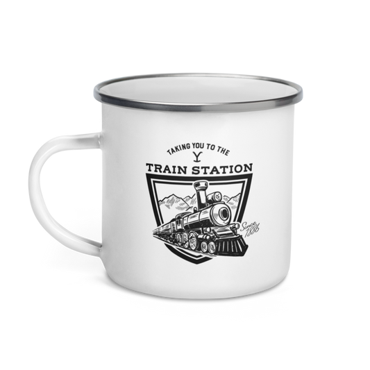 Yellowstone Taking You to the Train Station Enamel Mug