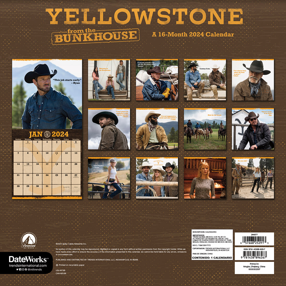 Yellowstone From the Bunk House 16-Month 2024 Wall Calendar – Paramount Shop Yellowstone From the Bunk House 16-Month 2024 Wall Calendar – Paramount Shop