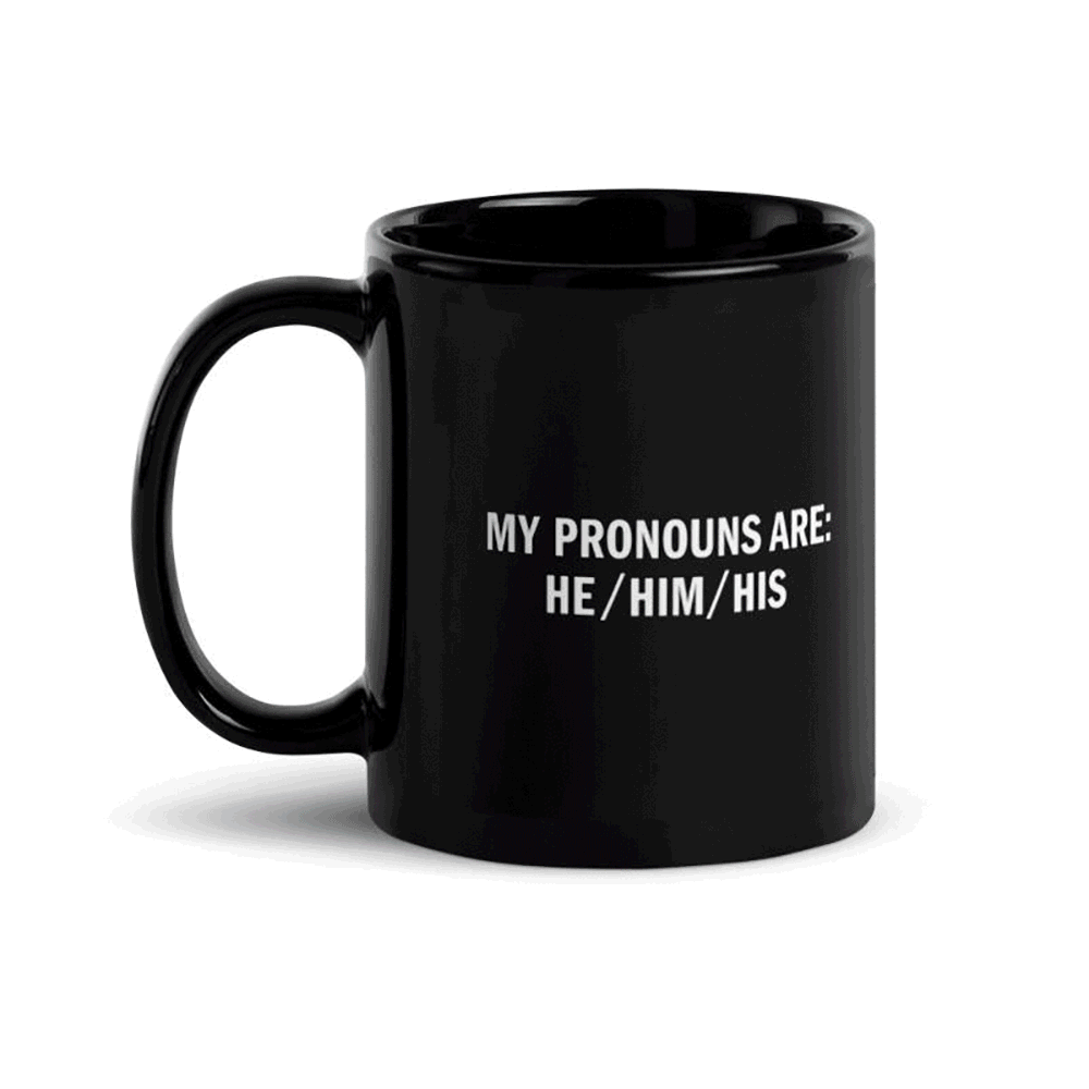 SHOWTIME Pronouns Pride Logo 11 oz Black Mug