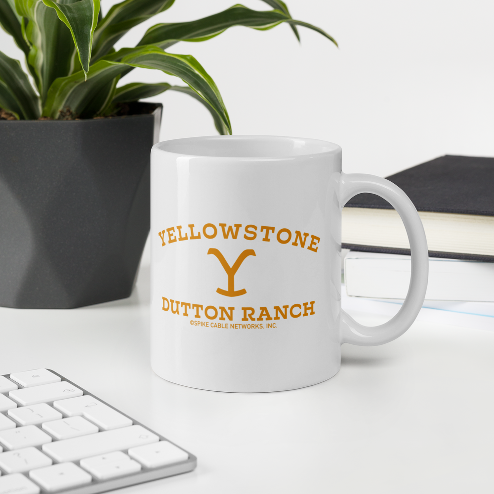 Yellowstone Rancho Dutton Logo Taza Blanca